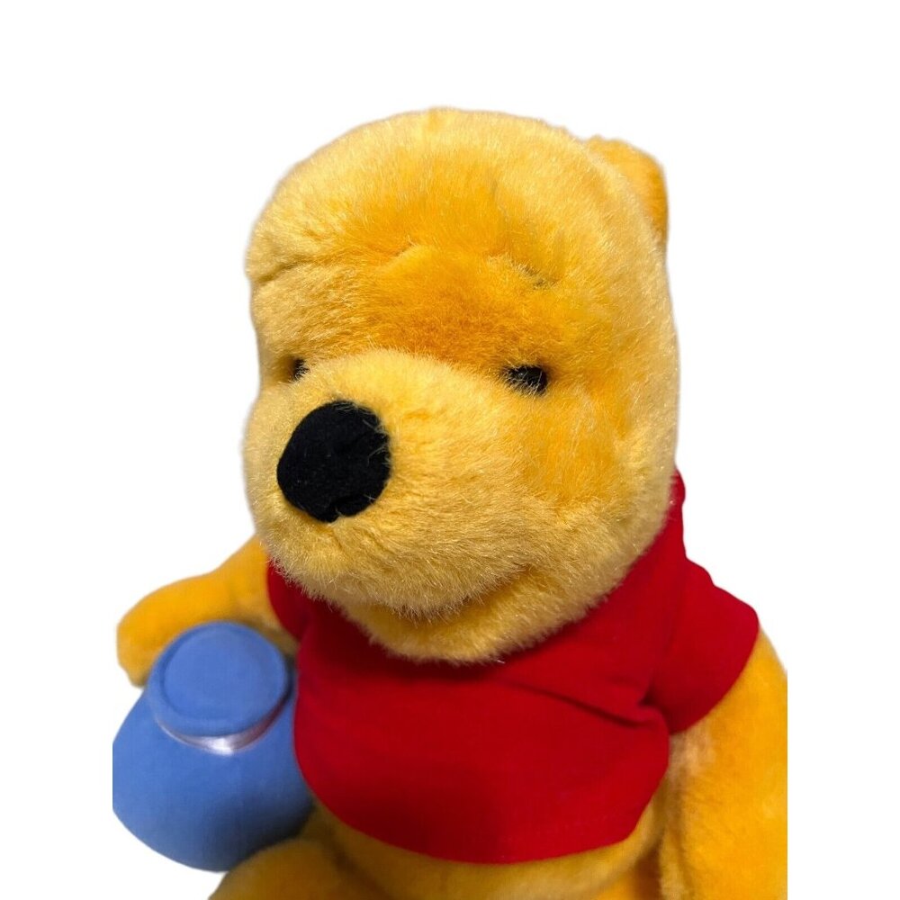 DISNEY Vintage Winnie-the-Pooh With Honey Pot Plush 10” Red Shirt - Picture 9 of 13